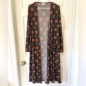 Patterned Long Sleeve Duster Cardigan